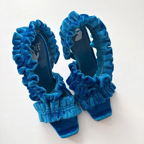Off White allen curtain velvet ruffle sandals - Picture 8 of 13